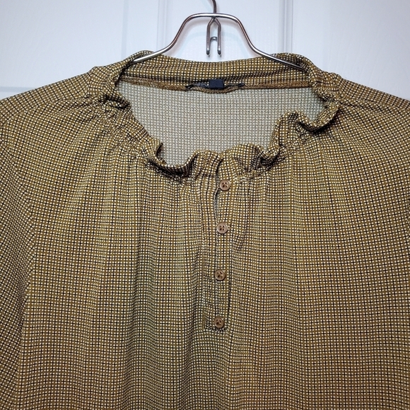 Adrianna Papell Career Long Sleeve Micro Plaid Checkered Blouse Top, Size Medium - Picture 3 of 10